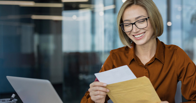 a client opening a piece of mail