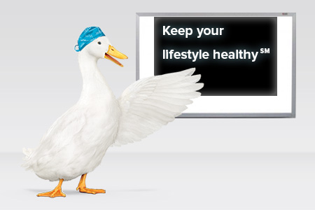 Aflac duck with x-ray board