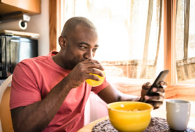 man using smartphone